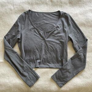 Lululemon Notch Grey Long Sleeve Top